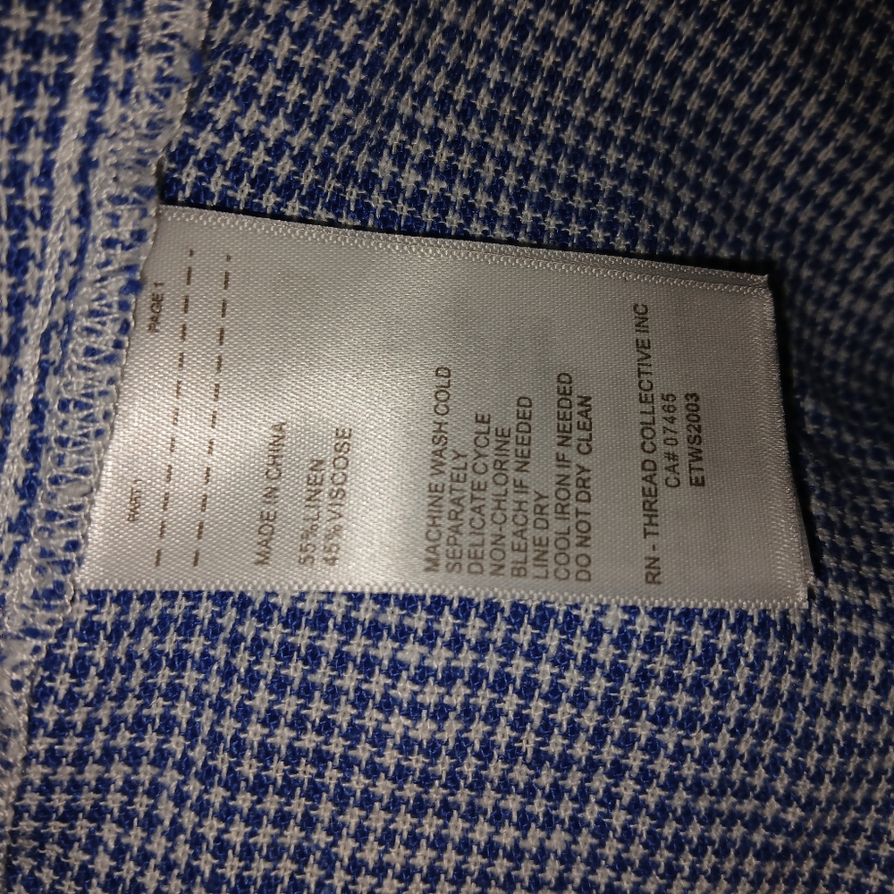 NWOT Ellen Tracy Linen Blue & White Gingham Check Top XL - Picture 11 of 12